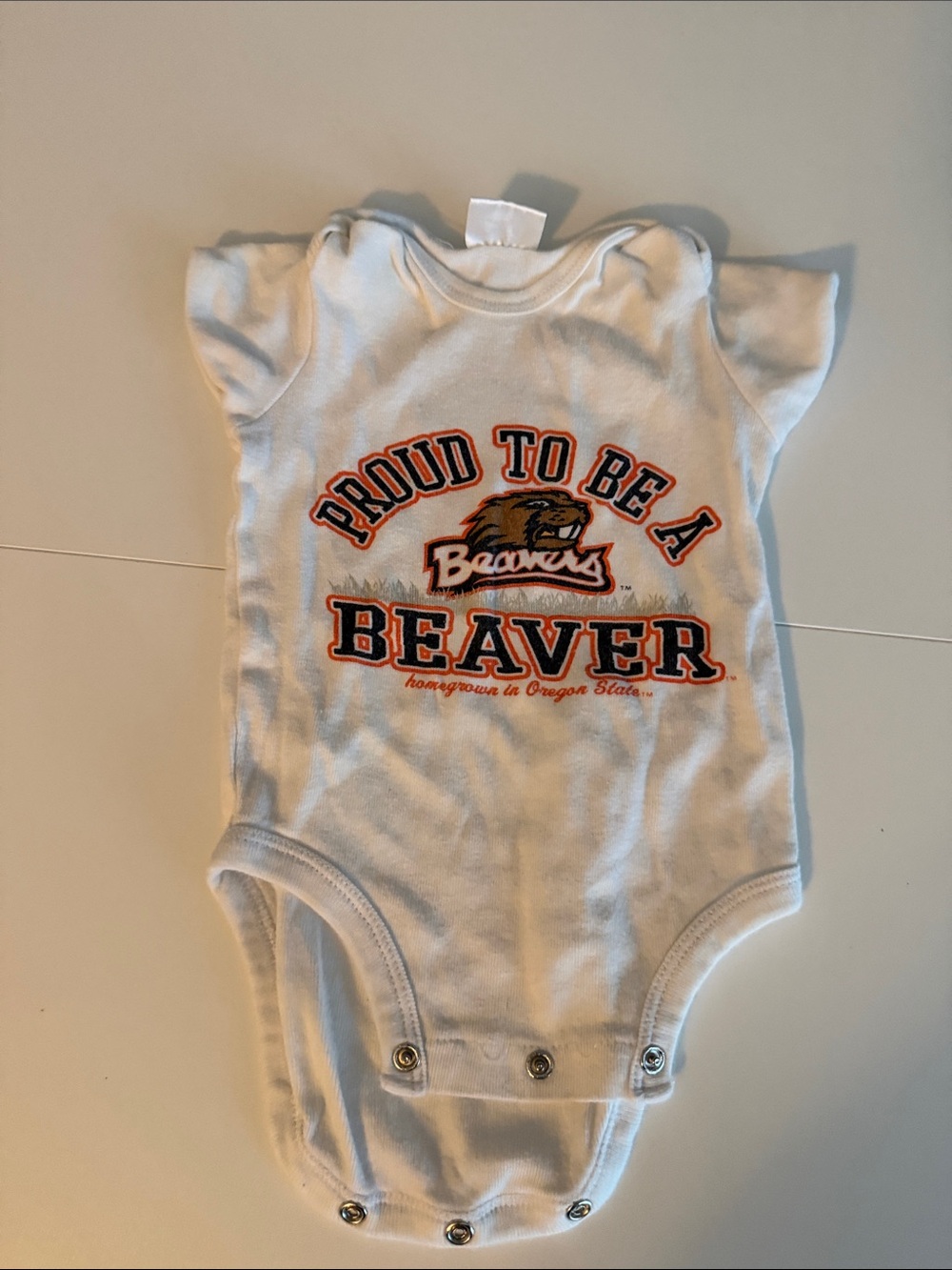 Oregon State 'Proud to Be a Beaver' White Baby One-Piece